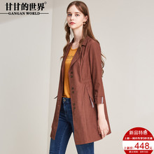 甘甘的世界2018秋季新款韩版外套女七分袖松紧收腰风衣女中长款图片