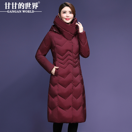90%白鸭绒修身显瘦羽绒服女过膝长款甘甘的世界2018冬季新款保暖商品大图