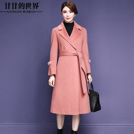 甘甘的世界2018秋冬装新款双面呢大衣女中长款纯色风大码中年外套商品大图