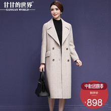 【90%羊毛】甘甘的世界秋冬新款直筒气质翻领大码双面呢大衣女图片