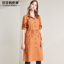 甘甘的世界2018秋季新款衬衫领薄款风衣女七分两穿袖外套女图片
