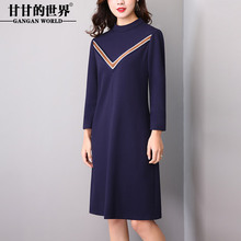 连衣裙女圆领长袖2018春装新款甘甘的世界时尚中长打底A字裙Q图片