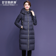 【90%白鸭绒】过膝长款羽绒服女高领连帽外套甘甘的世界新款冬季图片