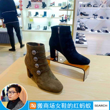 2018新款 千百度女鞋 代购 冬季国内正品 粗高跟短靴子A8547569A01A07