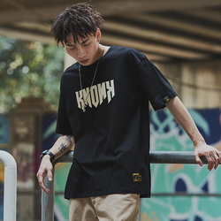 MRXXX嘻哈潮流t恤男短袖欧美街头个性复古半袖学生潮牌宽松蝙蝠衫