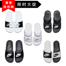 819717 耐克NIKE忍者双绑带男女黑白字母大钩子鸳鸯凉拖鞋 010 正品