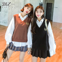 润乙一[10.08号0点上新]韩版V领针织马夹女2018秋季外穿针织衫图片