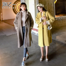 润乙一[10.08号0点上新]韩版中长款三色毛呢外套女秋冬季呢子大衣图片