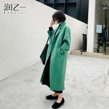 润乙一韩版双面羊毛大衣女长款过膝2018冬季流行新款高端呢子外套图片