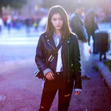 修身 春秋机车chic短款 ulzzang皮衣外套女2018新款 显瘦加绒小夹克