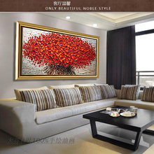 简欧家居饰品3d立体手绘花卉油画发财树沙发背景玄关装饰画壁画