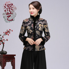 深艺秋冬中式女士唐装外套旗袍上衣女短款茶人服女复古毛领禅服女图片