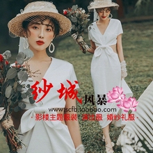 新款影楼森系旅拍婚纱法式简约韩式礼服外景情侣写真拍照主题服装