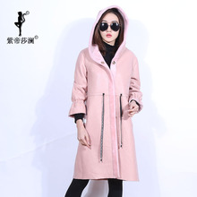 Z帝莎澜女装2017新款帽版羊剪绒大衣双面穿两用长外套YJR71222T2图片
