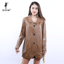紫帝莎澜女装2018新款立领绵羊皮皮衣韩版休闲长外套MYP80630T图片