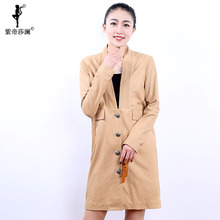 紫帝莎澜女装2018款V领绵羊皮皮衣休闲显瘦韩版长款外套BD-5004B图片