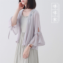 古风重工刺绣复古chic纯色防晒衣空调扇女夏新外套披肩开衫 微芷