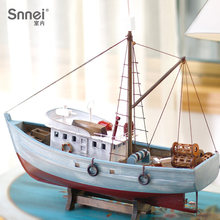 地中海风格 Snnei 守局使ひ沾帆船模型小船 仿真渔船模型摆件
