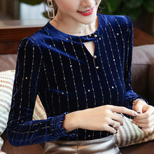 加绒t恤女2018秋冬新款女装保暖上衣 韩版潮百搭长袖金丝绒打底衫图片
