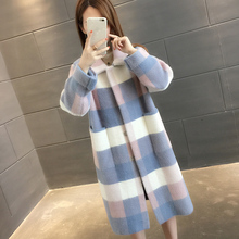 中长款毛衣外套秋冬装加厚女装宽松针织开衫仿水貂绒大衣2018韩版图片