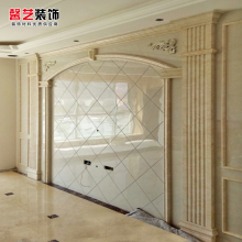 欧式客厅瓷砖电视背景墙框石塑线条仿大理石罗马柱石材护墙板造型
