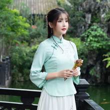 2018夏装民国风中式复古上衣中国风棉麻旗袍茶服改良唐装女10776图片