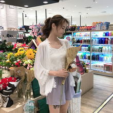 女薄款 短裤 蕾丝小吊带 外搭雪纺衫 披肩外套防晒衣女仙女 夏季开衫