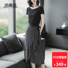 海青蓝2018夏季新款女装时尚洋气名媛气质修身显瘦连衣裙潮02654图片