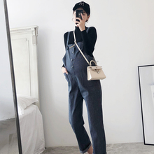 AMUM秋冬新品 条纹背带裤两件套套装孕妇装