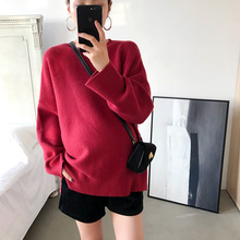 2018冬装新品 套头针织毛衣上衣孕妇装韩版宽松气质