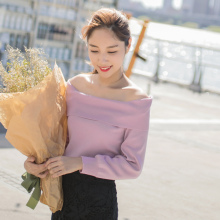 桔熊秋冬装一字翻领丝光棉针织衫保暖毛衣女大码FA1746图片