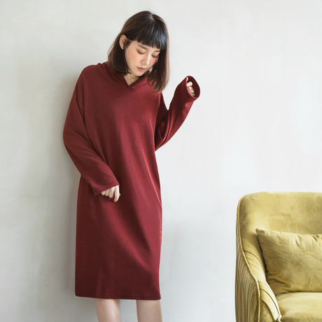 桔熊简约宽松磨毛连帽连衣裙睡裙居家服女装秋冬大码DA5189商品大图