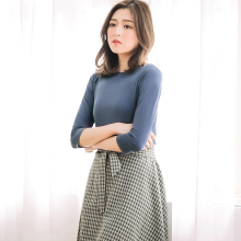桔熊优惠春秋装柔软弹力七分袖打底衫套头上衣合身女大码AB5983图片