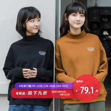 尔给冬季加厚学生高领无帽怪味少女卫衣2018新款女潮长袖宽松韩版图片