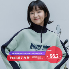 尔给立领拉链韩版学生宽松长袖2018新款冬季加绒卫衣oversize女厚图片