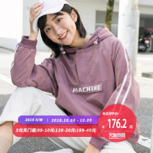 尔给初冬藕粉色连帽加厚工装外套女拉链原宿风女生帅气上衣长袖图片