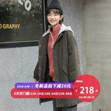 尔给冬装工装棉服女2018新款学生中长款韩版宽松bf冬天外套女加厚图片