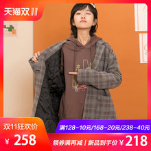 尔给小个子格子毛呢大衣女新款2018中长款学生流行甜美呢子外套图片