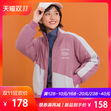 尔给拉链加厚嘻哈港风chic夹棉工装夹克外套女冬学生学院风潮街头商品大图