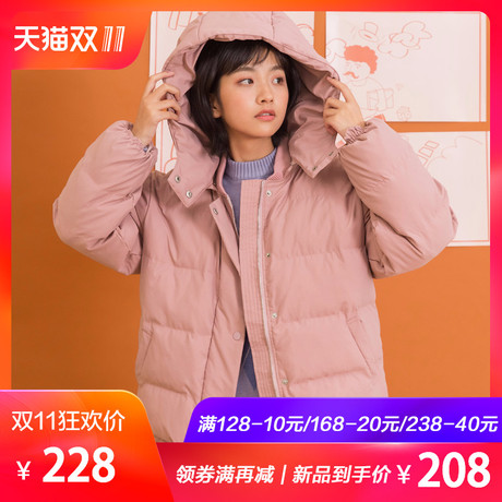 尔给夹棉chic工装外套冬女加厚学生棉服可爱少女2018新款韩版宽松商品大图