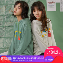 尔给秋季上衣韩版学生宽松ulzzang长袖2018新款套头连帽卫衣女图片