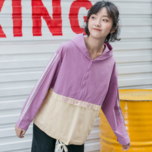 尔给bf港风外套女春秋潮原宿嘻哈风ulzzang连帽长袖韩版学生宽松图片