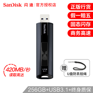 闪迪u盘256g固态u盘USB3.1cz880高速ssd256g金属加密优盘