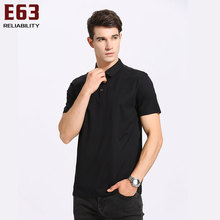 E63夏装新品男士商务polo衫翻领纯色短袖t恤时尚休闲薄款体恤衫