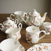 餐盘 茶杯 英式茶具 W1962出口英国高端骨瓷喜上眉梢花鸟茶具套装