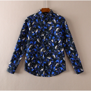太系列男装衬衫秋新品时尚碎花长袖修身衬衣男53240/H2-30