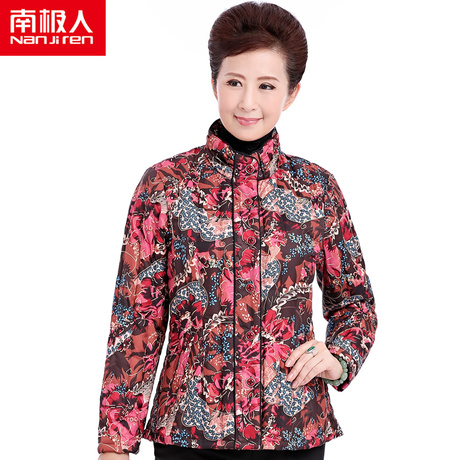 南极人中老年羽绒服内衣女款长袖妈妈装保暖上衣加厚时尚休闲外套商品大图