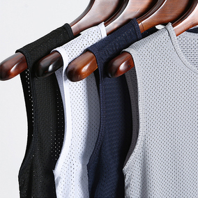 网眼冰丝背心男宽松运动速干无袖T恤宽肩坎袖