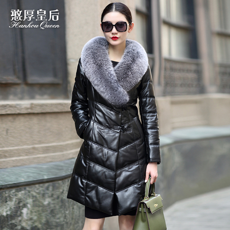憨厚皇后 真皮羽绒服女装秋冬季海宁狐狸毛长款绵羊皮皮衣外套 81商品大图