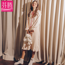 芬腾珊瑚绒睡衣女秋冬季加厚长款 甜美可爱长袖 睡袍韩版 法兰绒睡裙